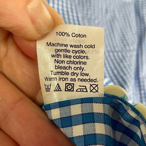 J.Crew Factory Thompson Dress Shirt Long Sleeve Wrinkle-Free Blue & White, XL - Picture 8 of 8